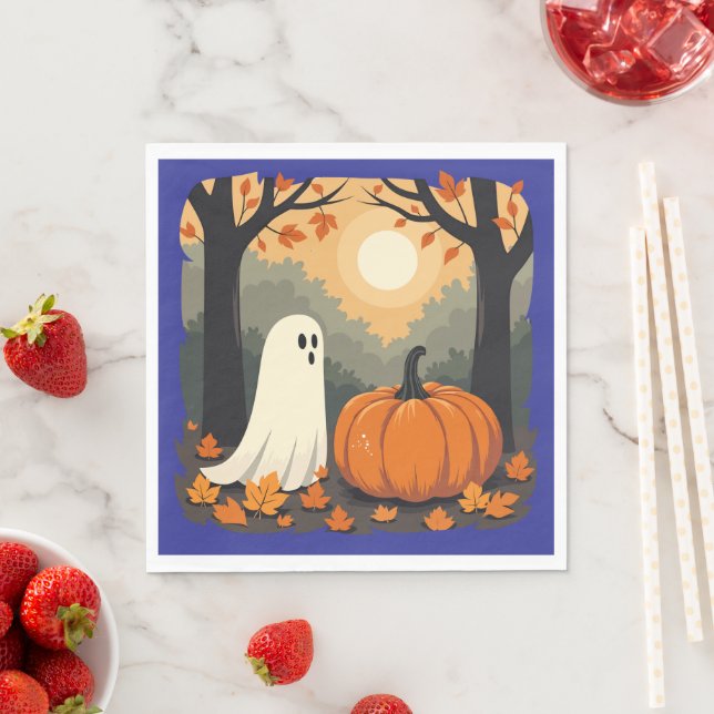 Ein Baby Ghost Forager und ein riesiger Pumpkin Cu Serviette (Beispiel)