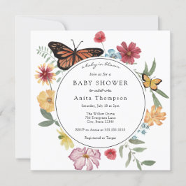 Ein Baby in Bloom Butterfly Wildblume Babydusche Einladung
