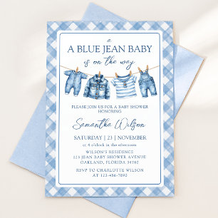 Ein Baby in Blue Jeans auf dem Weg - Babyparty-Ein Einladung