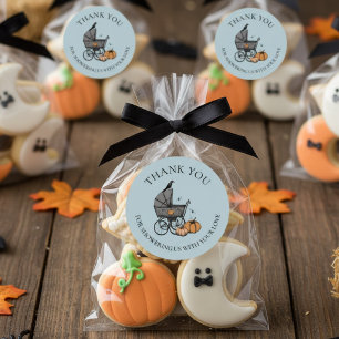 Ein Baby ist Brewing Fall Baby Dusche Vielen Dank Runder Aufkleber