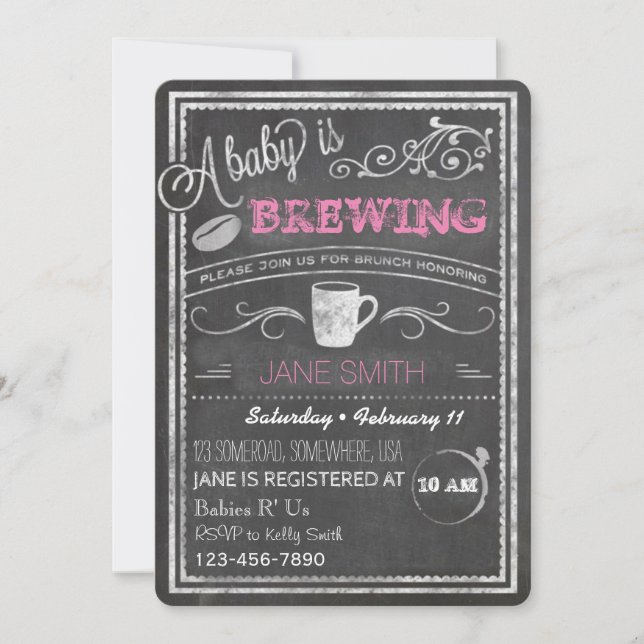 Ein Baby ist Brewing (Girl)! Einladung (Vorderseite)