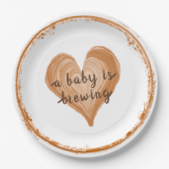 Ein Baby ist die Kaffeemaschine. Pappteller (Vorderseite)