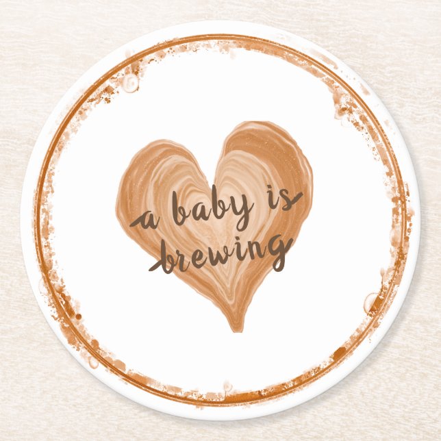 Ein Baby ist die Kaffeemaschine. Runder Pappuntersetzer (Vorderseite)