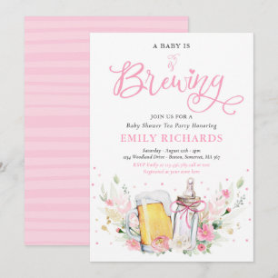 Ein Baby ist eine Babyspülung mit Flasche und Baby Einladung