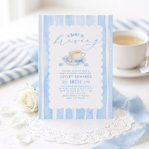 Ein Baby ist im Anflug - Blue Boy Baby Shower Tea Einladung
