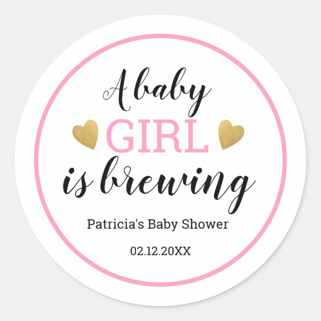 Ein Baby Mädchen brät Babydusche. Danke Runder Aufkleber (Vorderseite)