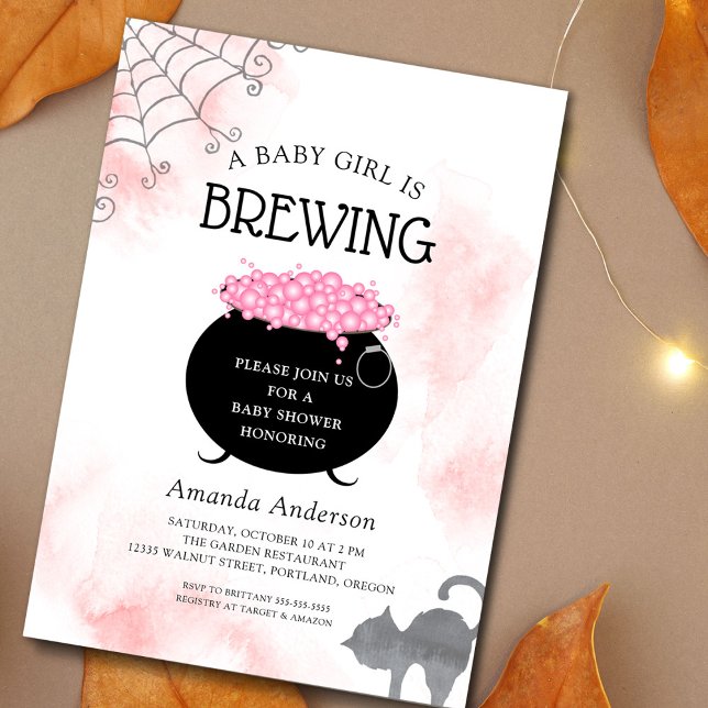 Ein Baby Mädchen brütet Halloween-Kinderdusche Einladung (A perfect invitation for a fall Halloween baby shower.)