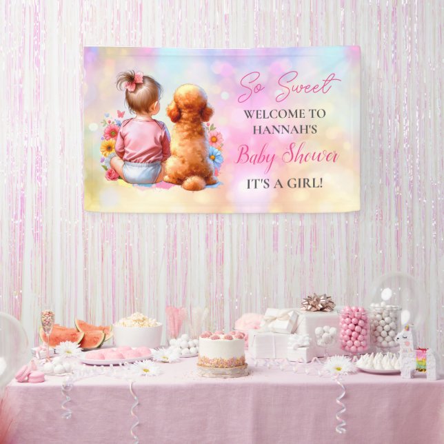 Ein Baby Mädchen und ihre Dog Baby Dusche Personal Banner (Party)