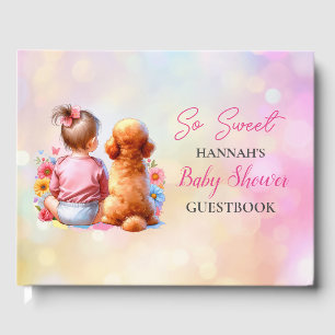 Ein Baby Mädchen und ihre Dog Baby Dusche Personal Gästebuch