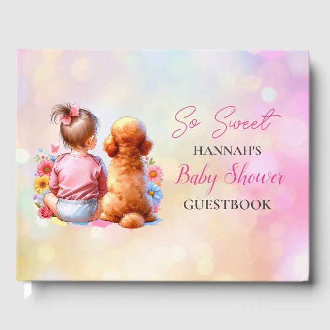 Ein Baby Mädchen und ihre Dog Baby Dusche Personal Gästebuch (Vorderseite)
