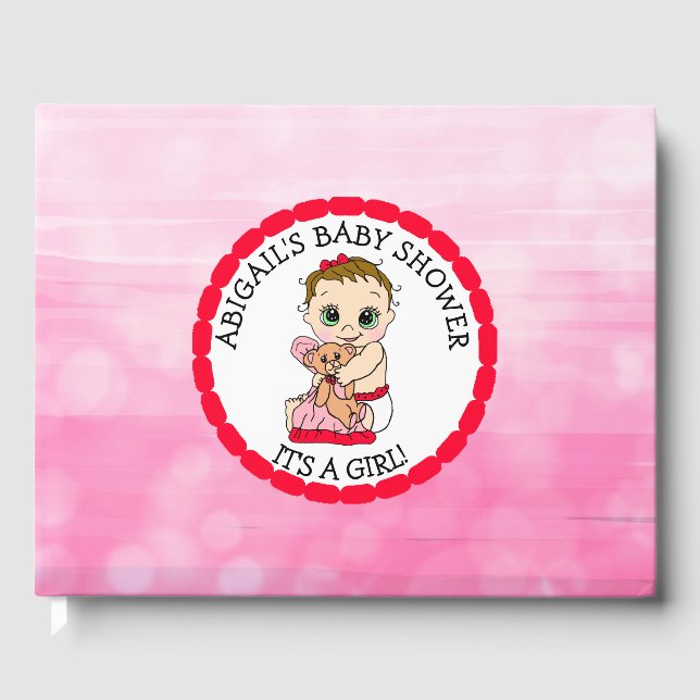 Ein Baby Mädchen und ihre Teddy Bear Baby Dusche Gästebuch (Vorderseite)