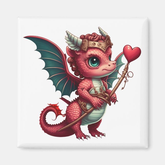 Ein Baby Red Dragon Valentine Magnet (Vorne)