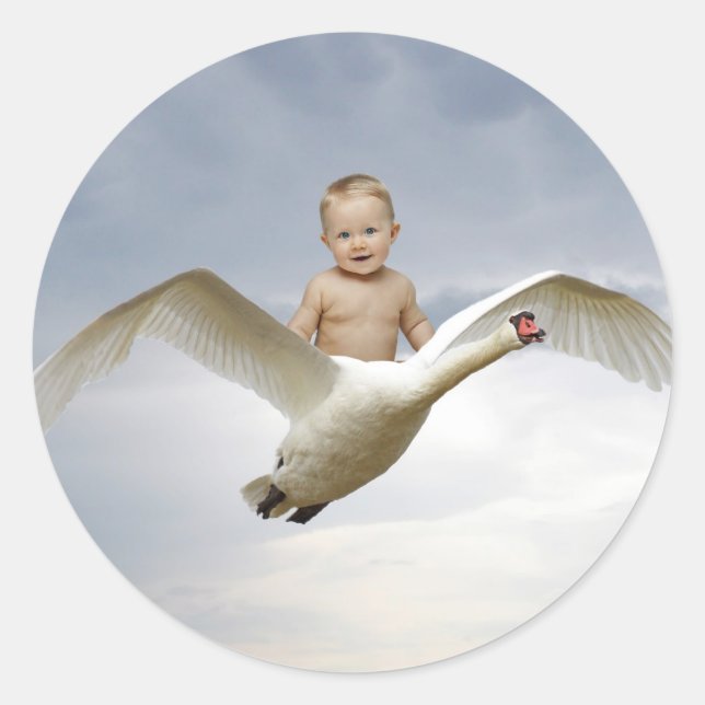 Ein Baby und ein Schwanenhimmel Runder Aufkleber (Vorderseite)