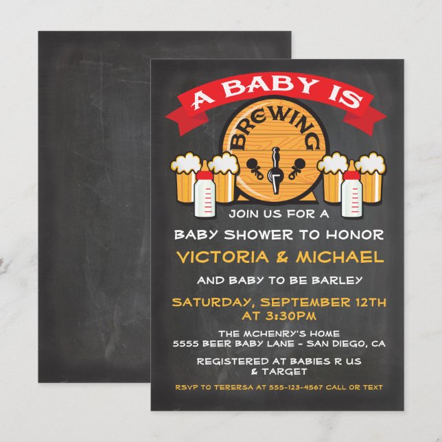 Ein Baby wird Baby-Dusche-Einladungen brauen Einladung (Vorne/Hinten)