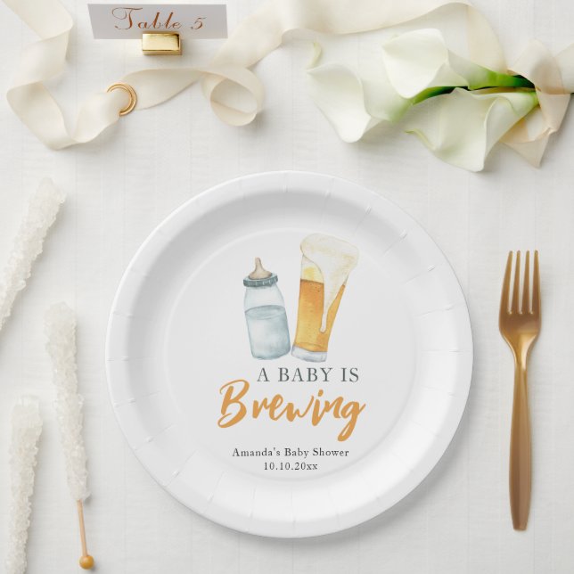 Ein Baby wird Bottle Beer Baby Dusche Pappteller (Hochzeit)