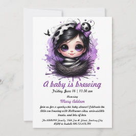 Ein Baby wird brauen - gotische Halloween-Kinderdu Einladung