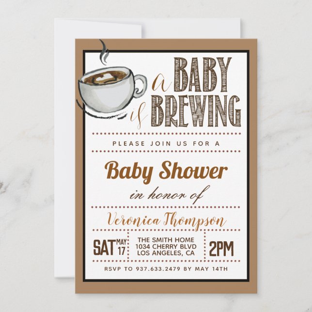 Ein Baby wird Coffee Baby Dusche zubereiten Einladung (Vorderseite)