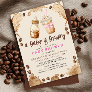 Ein Baby wird Coffee Girl Babydusche zubereiten Einladung