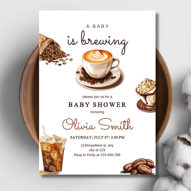 Ein Baby wird eine Babydusche, eine Kaffeemaschine Einladung (Von Creator hochgeladen)