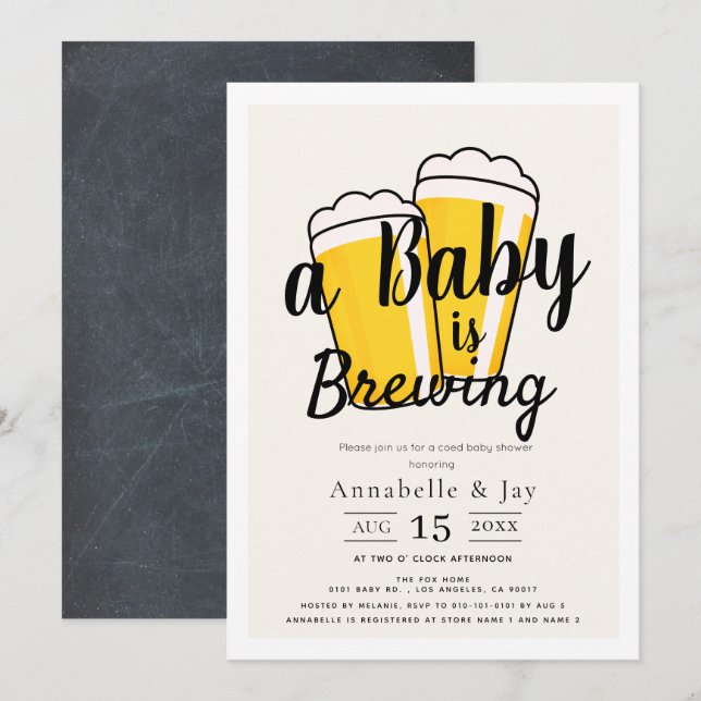 Ein Baby wird eine Babydusche mit Bier-Co-Babydusc Einladung (Vorne/Hinten)