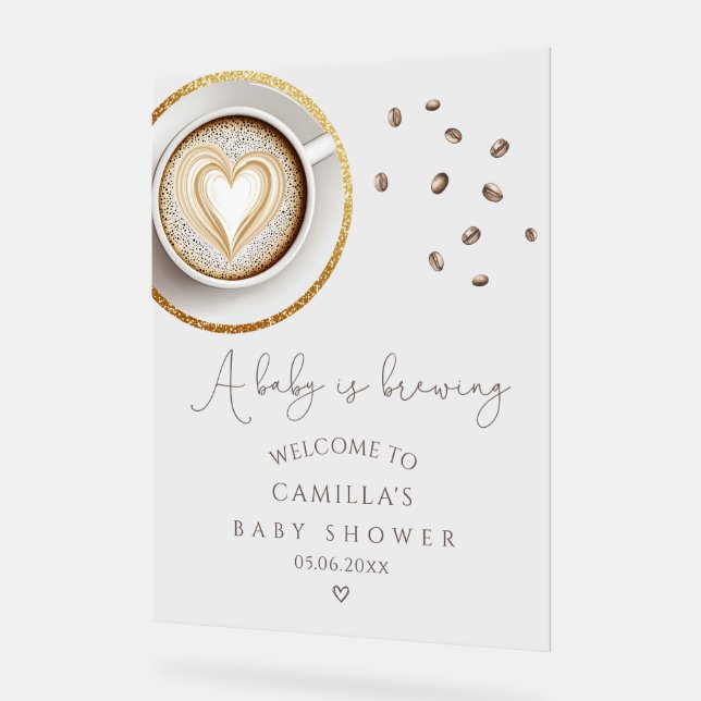 Ein Baby wird Kaffee-Baby-Dusche Brauen Begrüßung Acrylschild (Winkel)