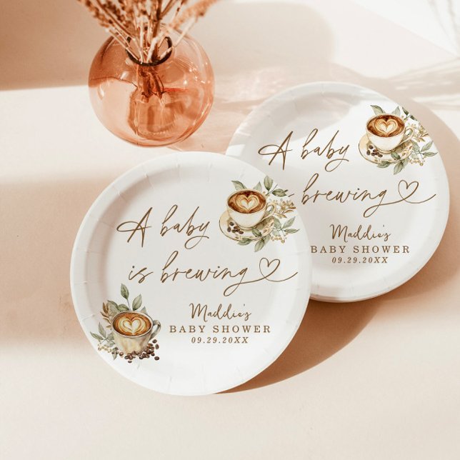 Ein Baby wird Papier Teller, Coffee Baby Dusche. Pappteller (Von Creator hochgeladen)