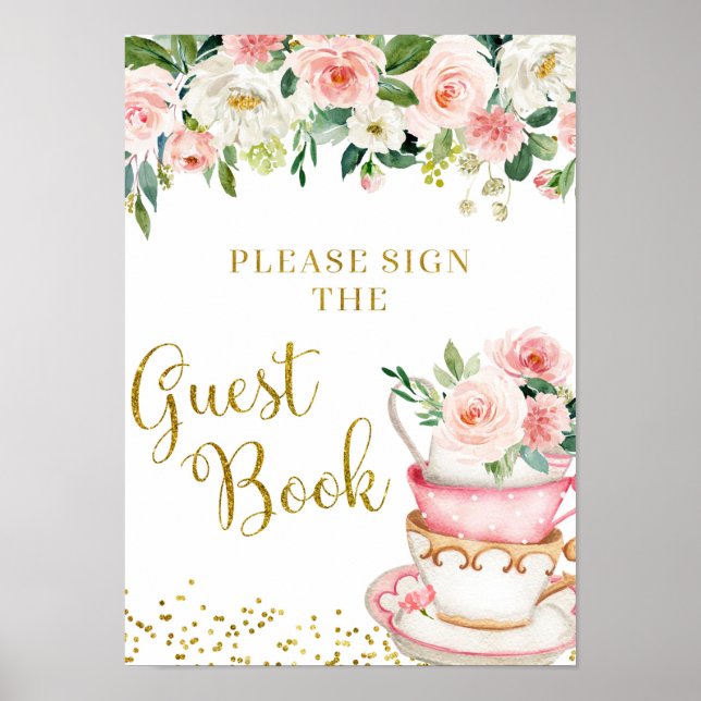Ein Baby wird Tee Party Baby Shower Gästebuch (Vorne)