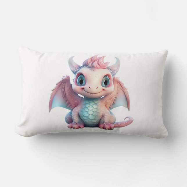 Ein Babydragon aus Baumwolle Lendenkissen (Vorderseite)
