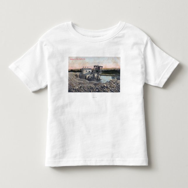 Ein Bagger, der für GoldOroville, CA ausbaggert Kleinkind T-shirt (Vorderseite)
