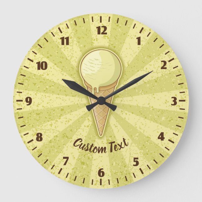 Ein Ball Ice Creme Cone Große Uhr (Vorderseite)
