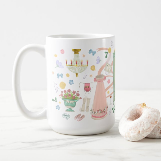 Ein Ball im Crown Inn (Weiß 15 oz) Tasse (Mit Donut)