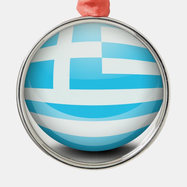Ein Ball mit der Flagge von Griechenland Ornament Aus Metall (Vorne)
