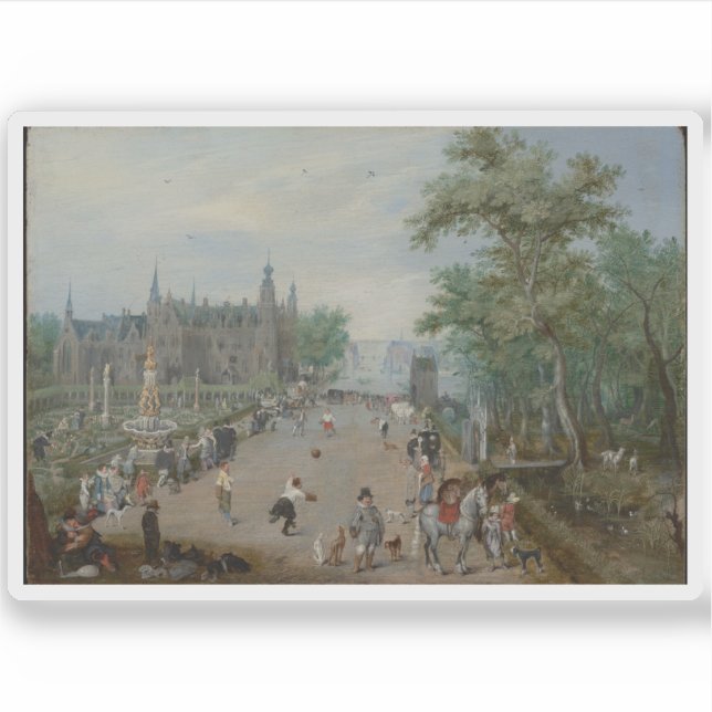 Ein Ballspiel vor einem Country Palace Aufkleber (Vorderseite)