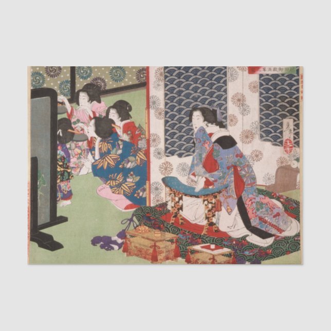 Ein Bankett im Koshida Palace von Yoshitoshi Seidenpapier (Vorderseite)