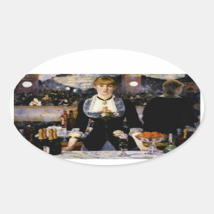 Ein Bar beim Folies-Bergere, 1881-82 Ovaler Aufkleber