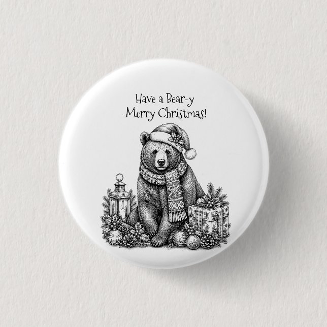 Ein Bär-iger Weihnachtsgruß Button (Vorderseite)