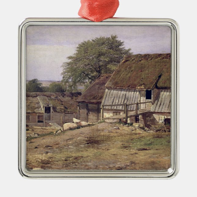 Ein Bauernhaus in Schweden, 1834 Silbernes Ornament (Vorne)