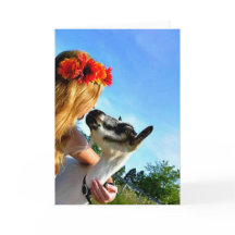 Ein Bauernmädchen und ihre Ziege - leere Grußkarte