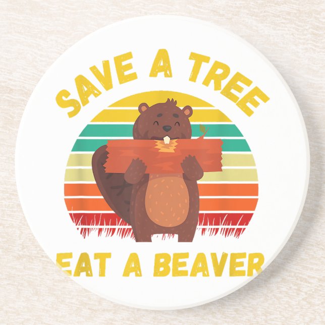 Ein Baum essen ein Biber Funny Beaver Pun Adult Hu Getränkeuntersetzer (Vorne)