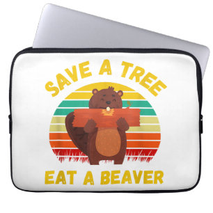 Ein Baum essen ein Biber Funny Beaver Pun Adult Hu Laptopschutzhülle