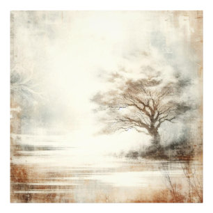 Ein Baum im Nebel Altes Foto Grafikdesign