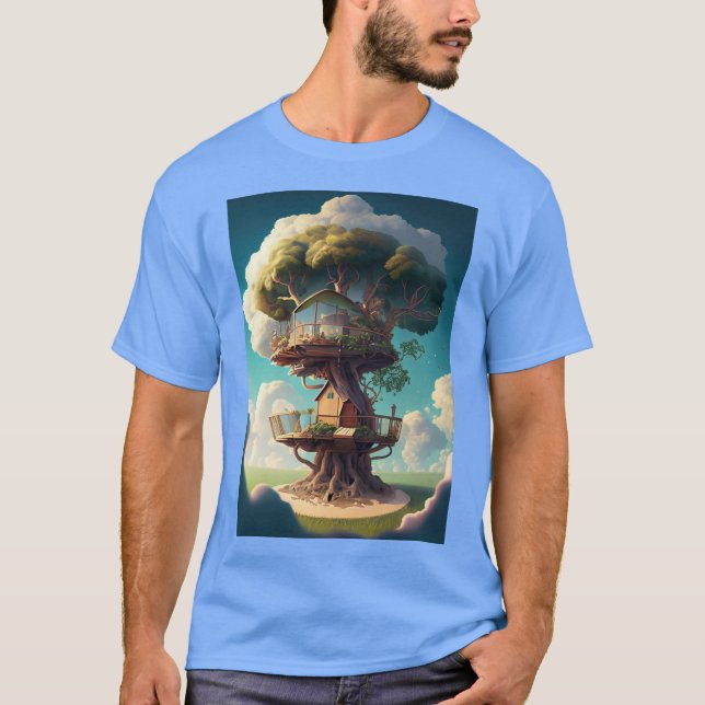 ein Baumhaus in den Wolken auf einem sonnigen Sonn T-Shirt (Vorderseite)