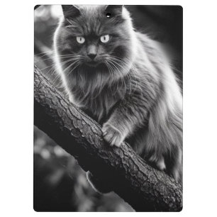 Ein beängstigender Blick auf eine Nachtkatze Klemmbrett