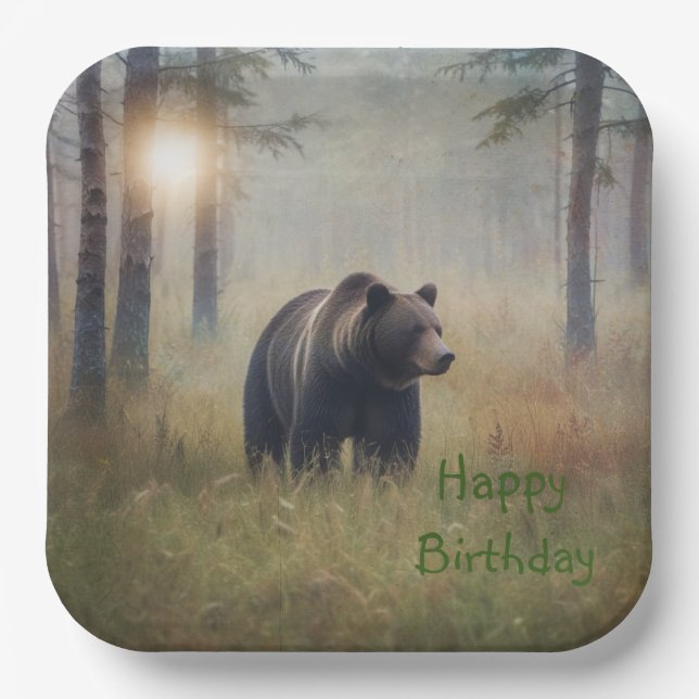 Ein Beary Happy Birthday Pappteller (Vorderseite)