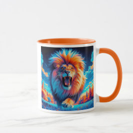 Ein beeindruckender Löwe, der brüllt. Tasse