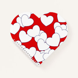 Ein beeindruckendes, rotes Herz-Notebook mit große Notizbuch