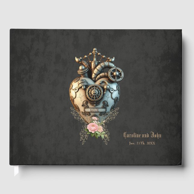 Ein beeindruckendes Steampunkherz Gästebuch (Vorderseite)