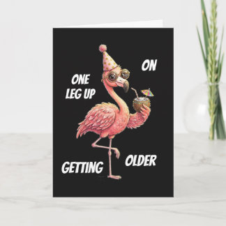Ein Bein voraus beim Älterwerden Flamingo Karte