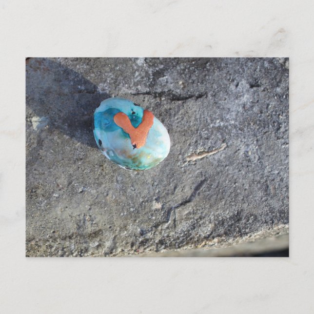 Ein bemalter Herzgestein Postkarte (Vorderseite)