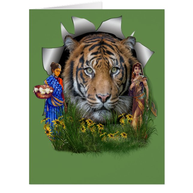 Ein Bengalisches Tiger-Habitat mit indischen Mädch (Vorderseite)